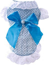 Girl Dog Pet Dress Cute Lace Skirt Dresses for Girl Cat Puppy Doggie Clothing for Party Costumes (XL, Blue)