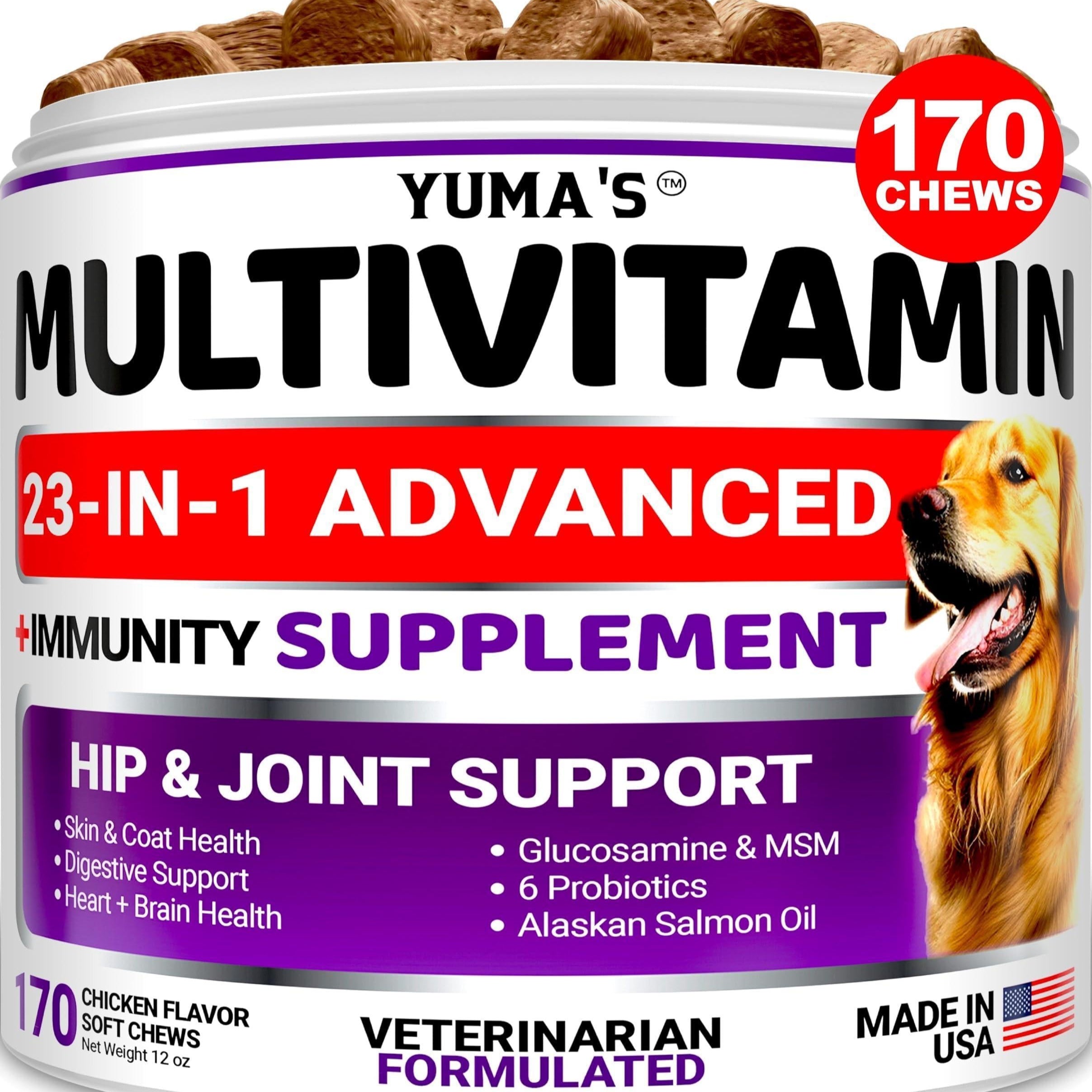 Dog Multivitamin Chewable with Glucosamine Dog Vitamins 170 Treats Codfish Free