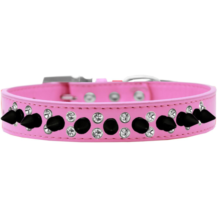 Double Crystal Black Spikes Collar