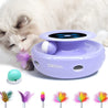 Cat Toys, 2-In-1 Interactive Cat Toys for Indoor Cats, Automatic Cat Toy Balls, Mice Toys Ambush Feather Kitten Toys with 7Pcs Attachments, Dual Power Supplies, Adjustable Speed, Auto On/Off